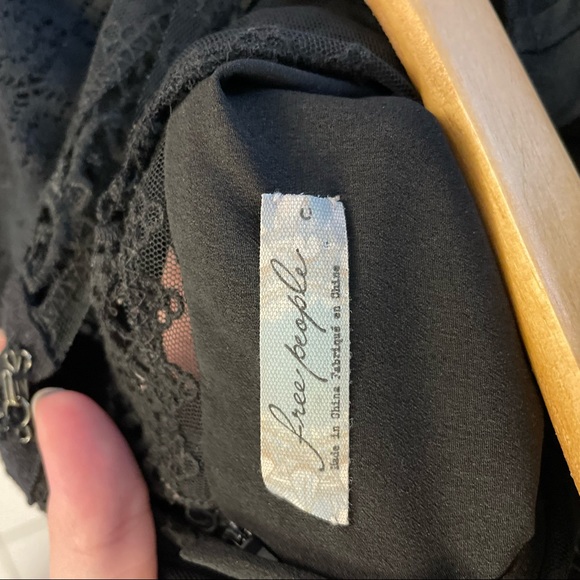 Free People Victoria Black Crochet Lace Mini Dress - Picture 12 of 13